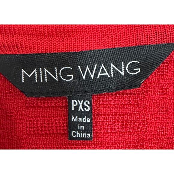 Ming Wang Red White Black Knit Open Jacket Cardigan Petite Extra Small Old Money - Picture 3 of 9